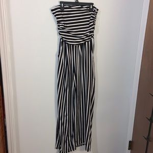 Black and white striped jumpsuit
